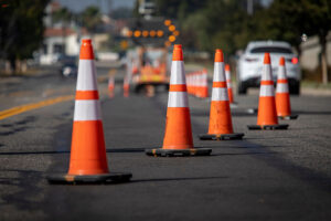 Traffic cones marking a work zone